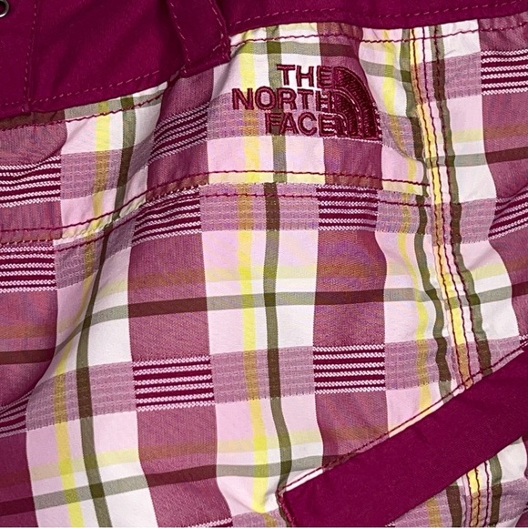 Size 6 The North Face Purple Yellow Plaid Shorts Drawstring Waistband Swim - Picture 9 of 11